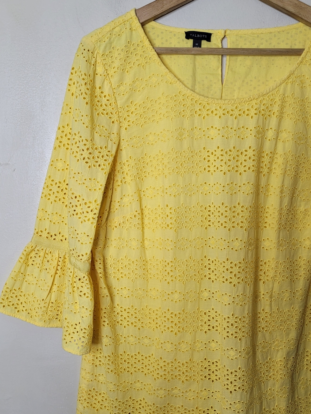 Talbots Eyelet Flounce Sleeve Top In Yellow - Picture 3 of 11